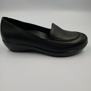 Dansko Debra Black Nappa Leather Wedge Slip On Comfort Loafer Memory Foam Sz 38